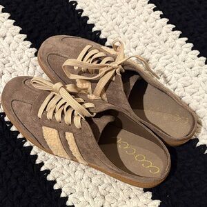 CCOCCI Brown Suede Lace-Up Mule Sneakers